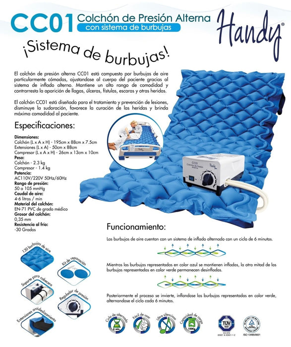 Colchón Handy de presión alterna con sistema de burbujas - ProMedical Oxygen