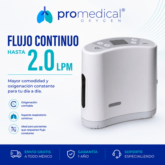 Concentrador de Oxígeno Portátil O2 Concepts Liberty 2 Flujo Continuo 2 LPM - Pro Medical Oxygen