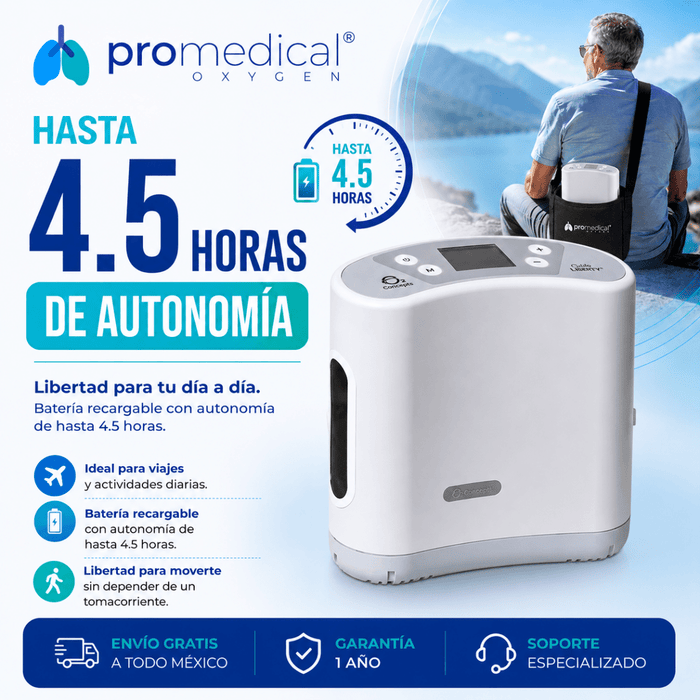 Concentrador de Oxígeno Portátil O2 Concepts Liberty 2 Flujo Continuo 2 LPM - Pro Medical Oxygen