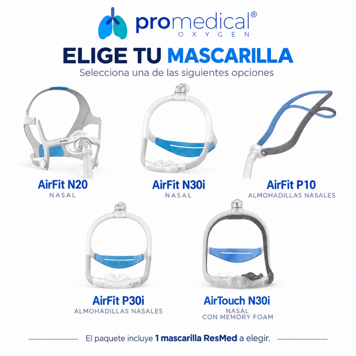 ResMed AirSense 11 AutoSet + Mascarilla Nasal ResMed + Manguera Estándar - Pro Medical Oxygen