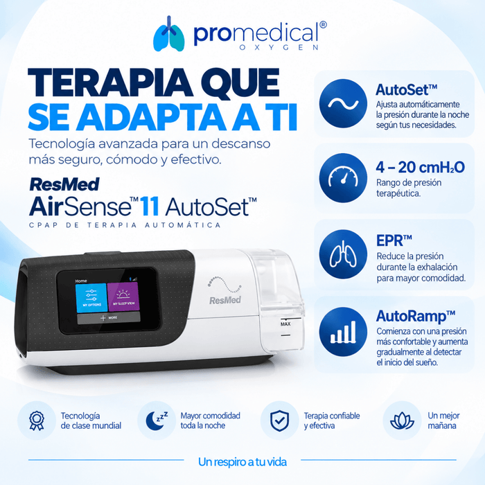 ResMed AirSense 11 AutoSet + Mascarilla Nasal ResMed + Manguera Estándar - Pro Medical Oxygen