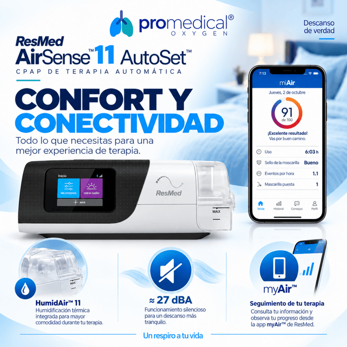 ResMed AirSense 11 AutoSet + Mascarilla Nasal ResMed + Manguera Estándar - Pro Medical Oxygen