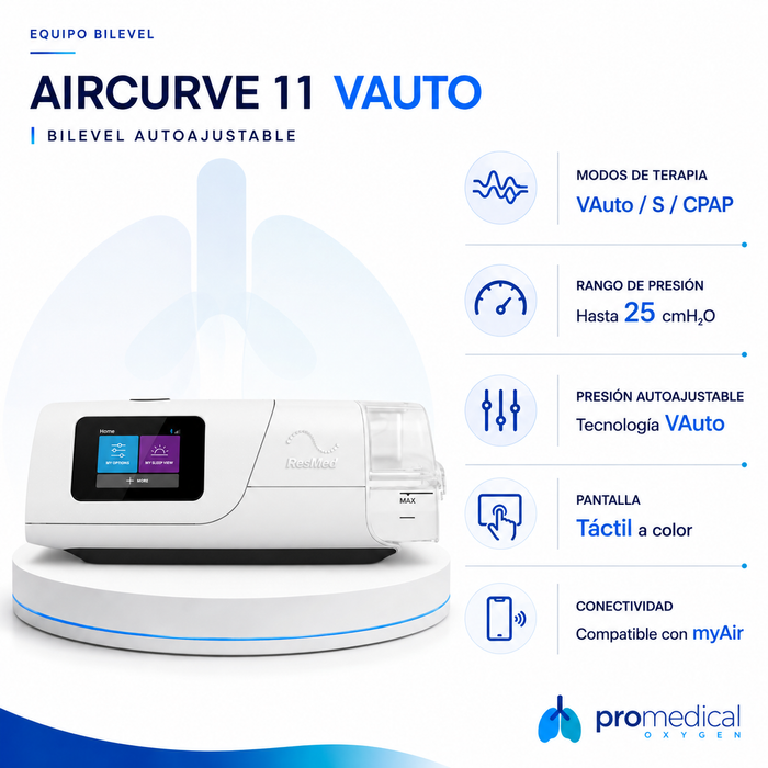 BiPAP ResMed AirCurve 11 VAuto – Bilevel Autoajustable con Humidificador