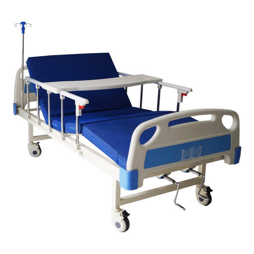 Cama hospitalaria Manual de Lujo incluye Colchón/ Porta suero/ Mesa para comer - ProMedical Oxygen