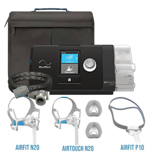 CPAP AirSense 10 Auto Set ResMed con mascarilla AirFit N20 o AirTouch N20 o AirFit P10, manguera climatizada - ProMedical Oxygen