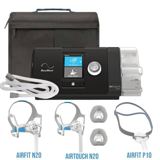 CPAP AirSense 10 Auto Set ResMed con mascarilla AirFit N20 o AirTouch N20 o AirFit P10, manguera estandar - ProMedical Oxygen